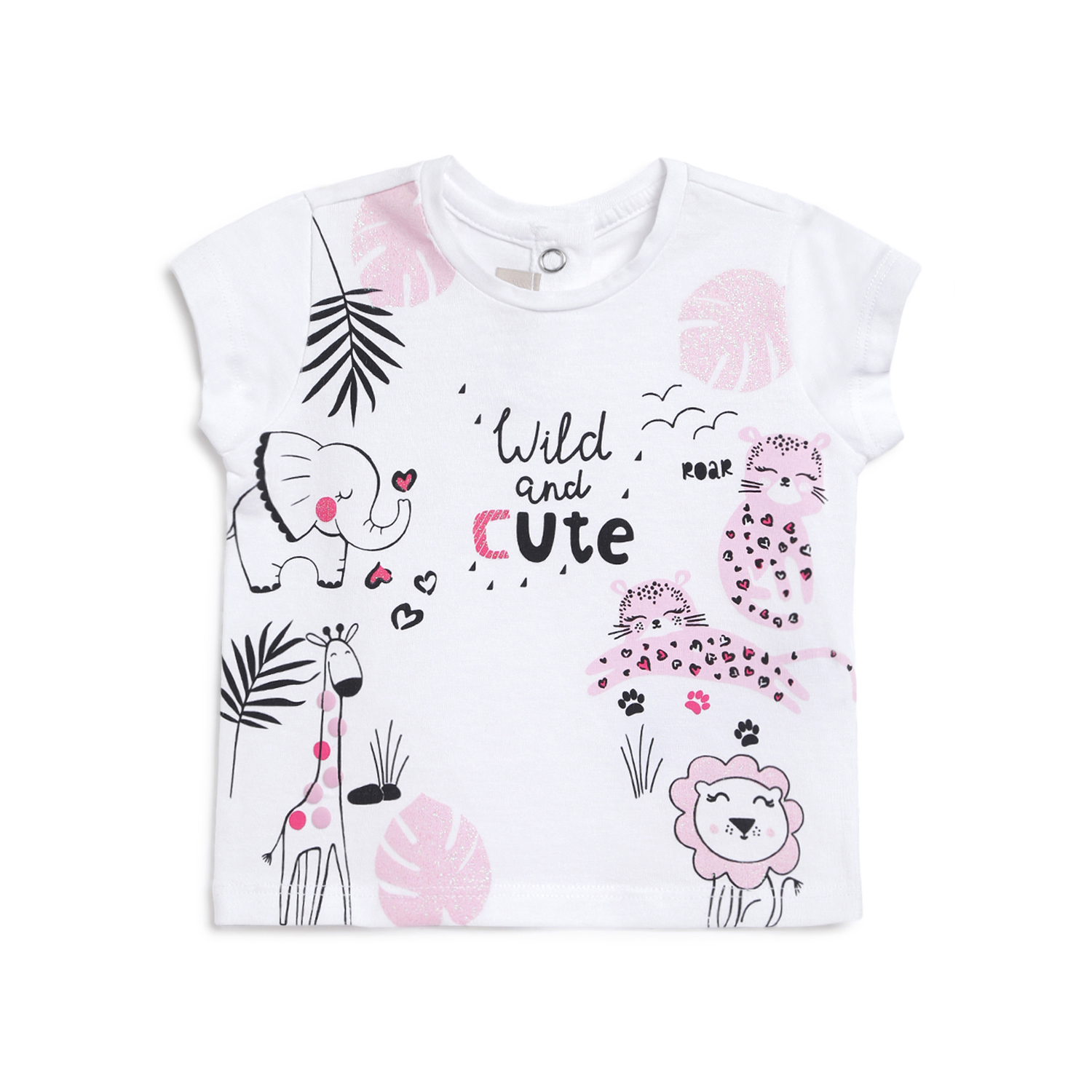 Girls Printed Short Sleeve T-shirt-White